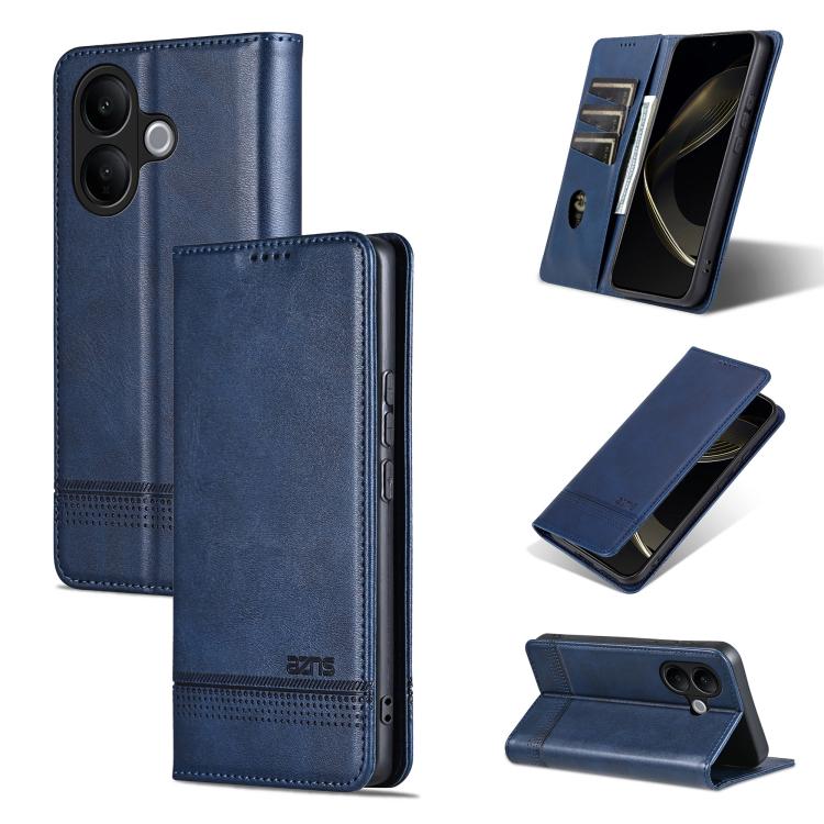 Custodia per telefono in pelle con texture di vitello magnetica AZNS, For vivo X300 E 5G, For vivo V60 Lite 5G, For vivo Y400 Pro 5G, For vivo S30 Pro mini