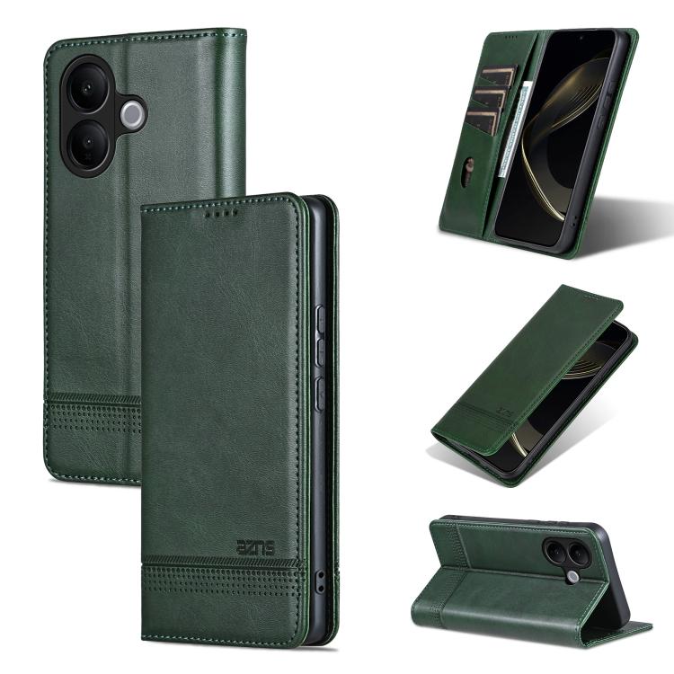 Custodia per telefono in pelle con texture di vitello magnetica AZNS, For vivo X300 E 5G, For vivo V60 Lite 5G, For vivo Y400 Pro 5G, For vivo S30 Pro mini