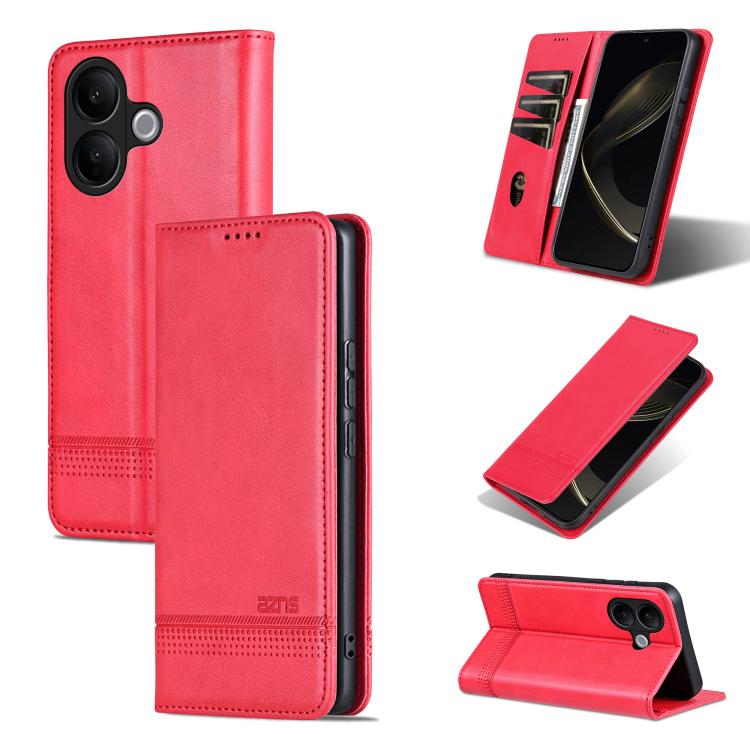 Custodia per telefono in pelle con texture di vitello magnetica AZNS, For vivo X300 E 5G, For vivo V60 Lite 5G, For vivo Y400 Pro 5G, For vivo S30 Pro mini