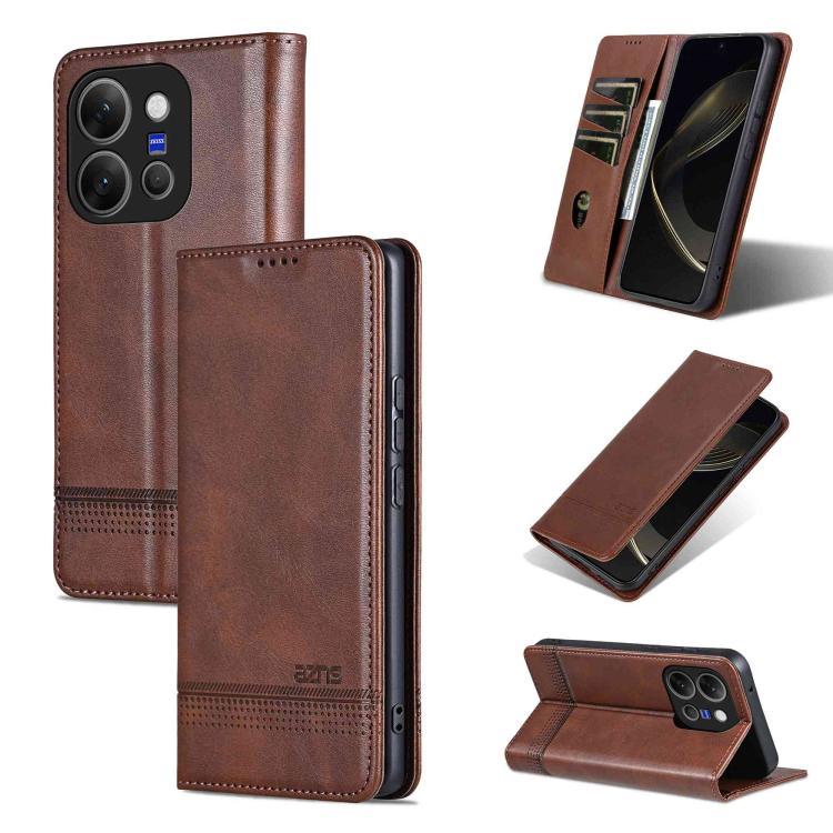 Custodia per telefono in pelle con texture di vitello magnetica AZNS, For vivo X300 E 5G, For vivo V60 Lite 5G, For vivo Y400 Pro 5G, For vivo S30 Pro mini