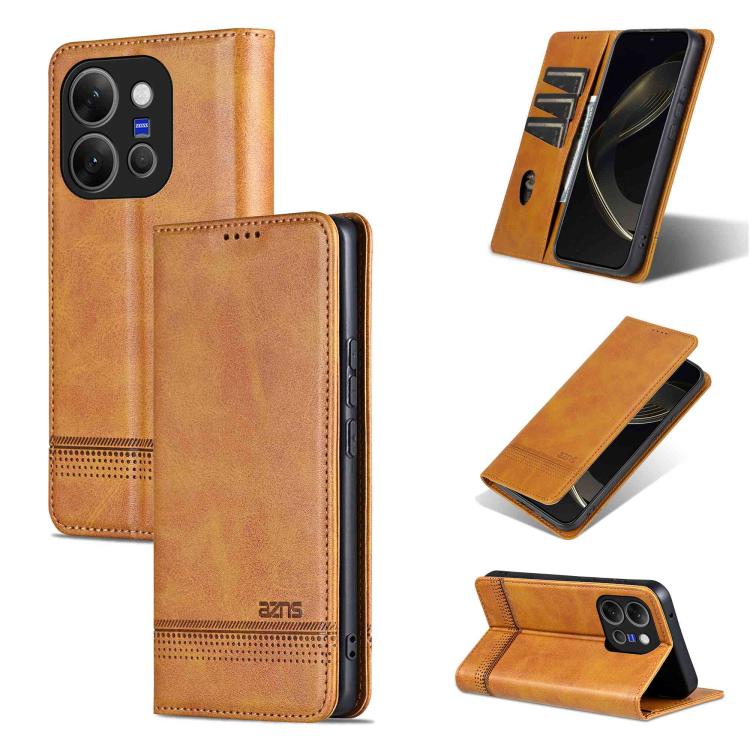 Custodia per telefono in pelle con texture di vitello magnetica AZNS, For vivo X300 E 5G, For vivo V60 Lite 5G, For vivo Y400 Pro 5G, For vivo S30 Pro mini