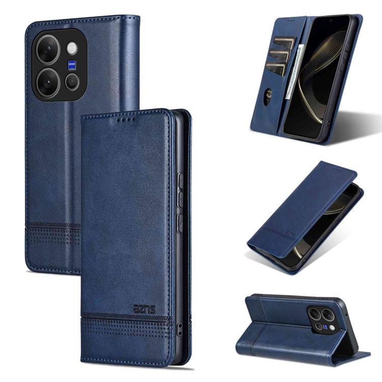 Custodia per telefono in pelle con texture di vitello magnetica AZNS, For vivo X300 E 5G, For vivo V60 Lite 5G, For vivo Y400 Pro 5G, For vivo S30 Pro mini