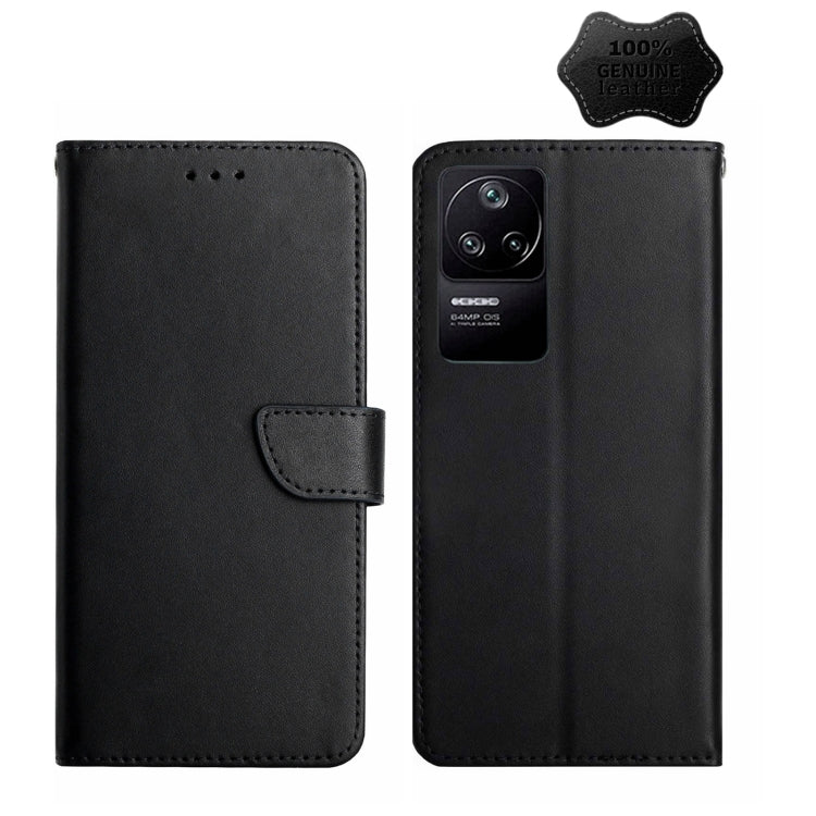 Custodia flip orizzontale in vera pelle per Xiaomi Poco F4 5G e X4 GT