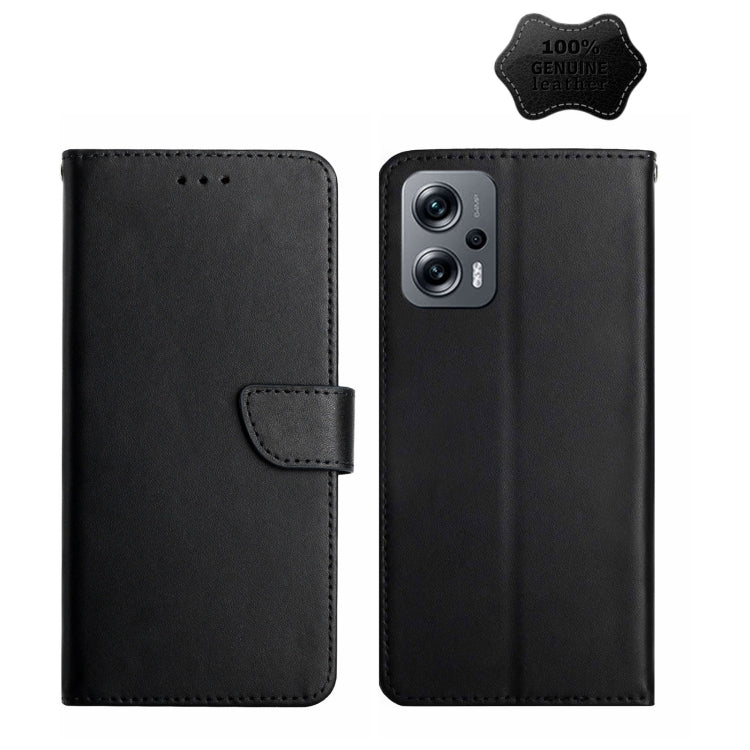 Custodia flip orizzontale in vera pelle per Xiaomi Poco F4 5G e X4 GT