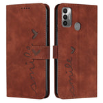 Custodia in pelle con motivo a cuore per Tecno Pova 2, Pova Neo, Spark 6