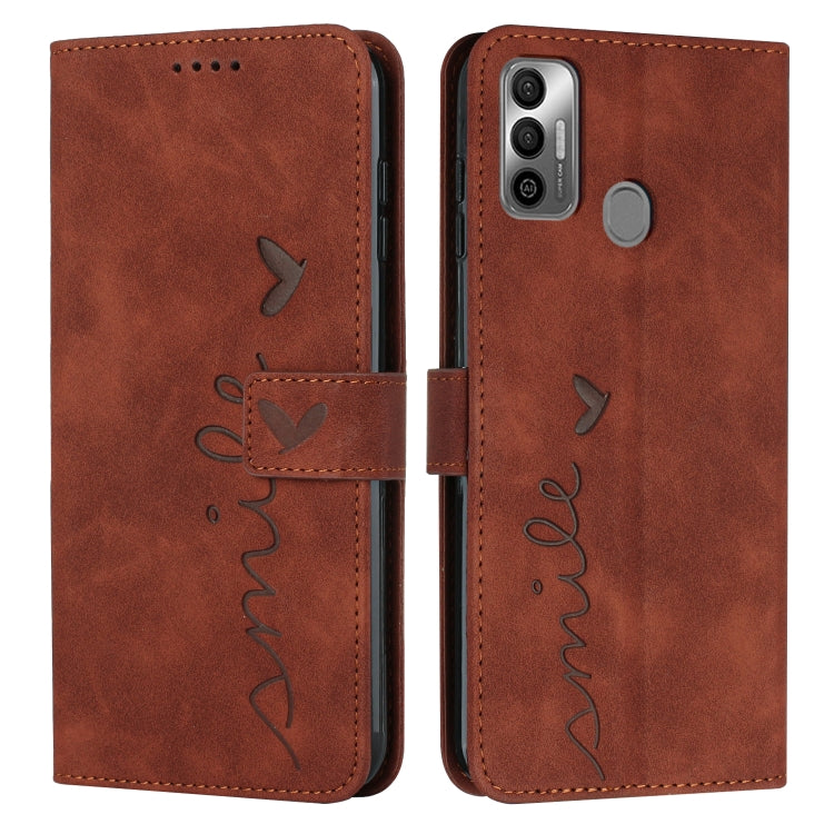 Custodia in pelle con motivo a cuore per Tecno Pova 2, Pova Neo, Spark 6