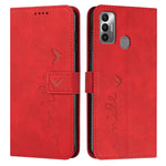 Custodia in pelle con motivo a cuore per Tecno Pova 2, Pova Neo, Spark 6