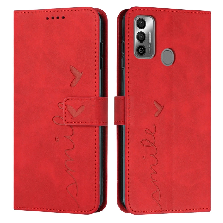Custodia in pelle con motivo a cuore per Tecno Pova 2, Pova Neo, Spark 6