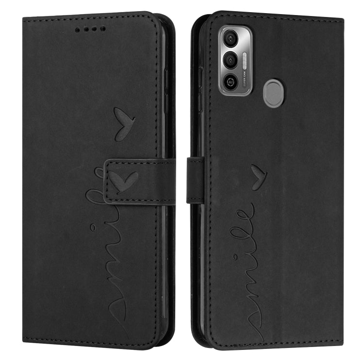 Custodia in pelle con motivo a cuore per Tecno Pova 2, Pova Neo, Spark 6