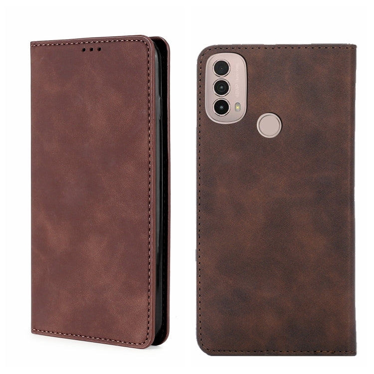 Custodia in pelle con vibrazione orizzontale magnetica per Motorola Moto E20 e