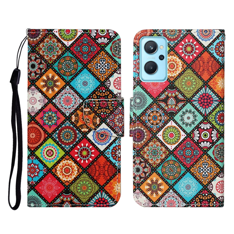 Custodia in pelle con motivo colorato per Realme 9i