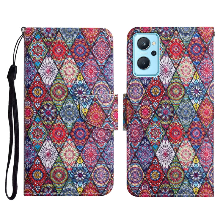 Custodia in pelle con motivo colorato per Realme 9i