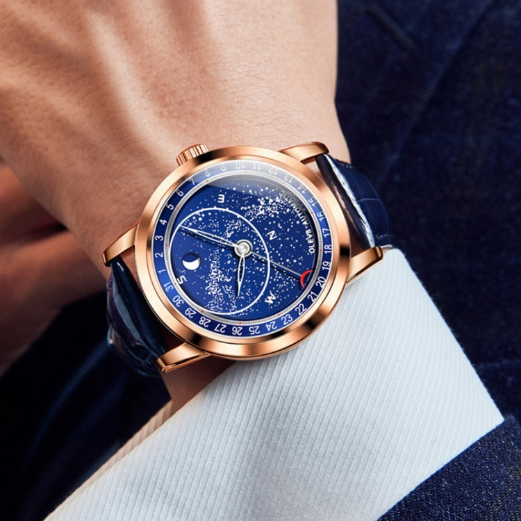 Orologio meccanico automatico uomo quadrante stellato OLEVS 9923