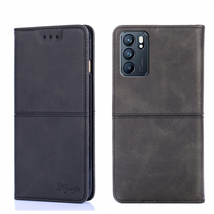 Custodia in pelle magnetica con trama mucca per OPPO K9s e Realme Q3s