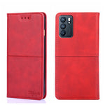 Custodia in pelle magnetica con trama mucca per OPPO K9s e Realme Q3s