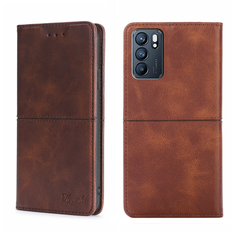 Custodia in pelle magnetica con trama mucca per OPPO K9s e Realme Q3s