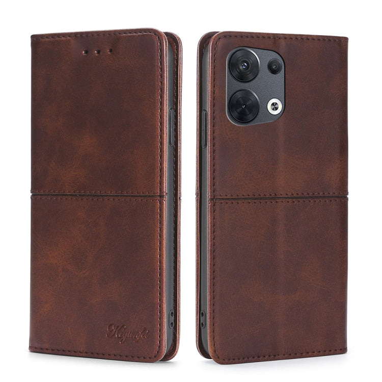 Custodia in pelle magnetica con trama mucca per OPPO Reno8, Reno8 Pro 5G, Reno8