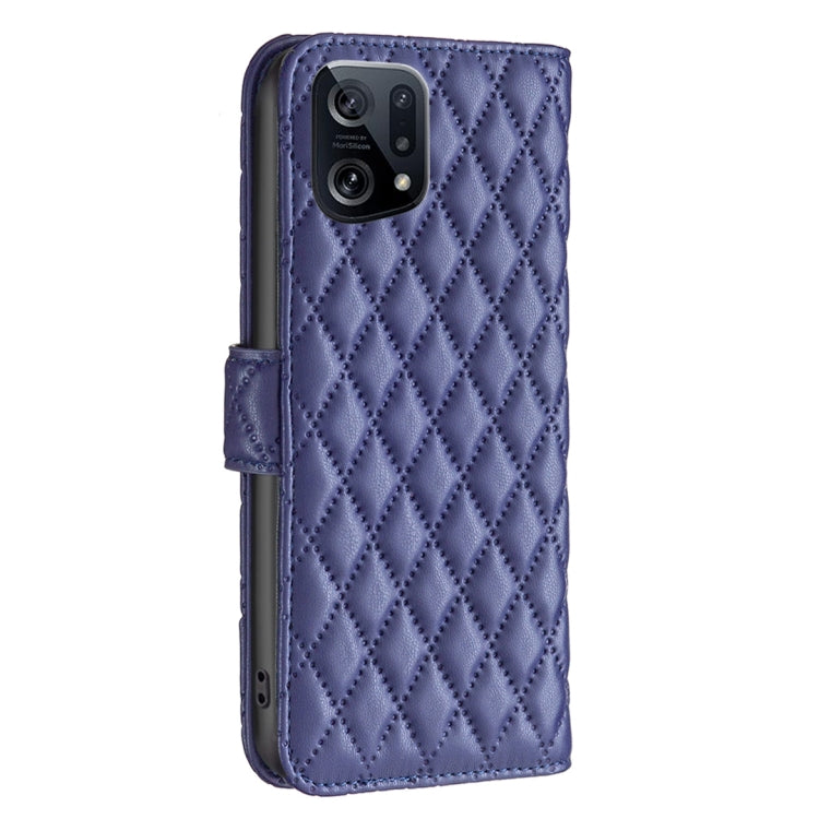 Custodia a conchiglia in pelle con portafoglio Diamond Lattice per OPPO Find X5