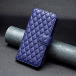Custodia a conchiglia in pelle con portafoglio Diamond Lattice per OPPO Find X5