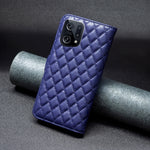 Custodia a conchiglia in pelle con portafoglio Diamond Lattice per OPPO Find X5