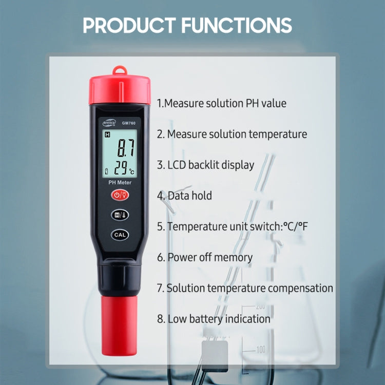 Tester pH digitale BENETECH GM760 con misurazione temperatura