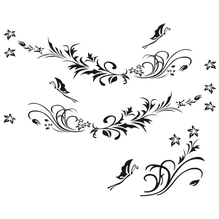 Adesivo decorativo farfalla e fiori per auto 180x62cm