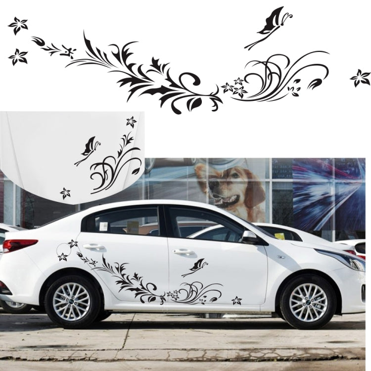 Adesivo decorativo farfalla e fiori per auto 180x62cm