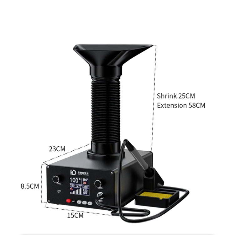 Saldatore 2 in 1 con aspiratore fumi e illuminazione LED 150W