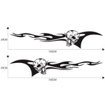 Set 2 adesivi decorativi auto modello fiamma teschio
