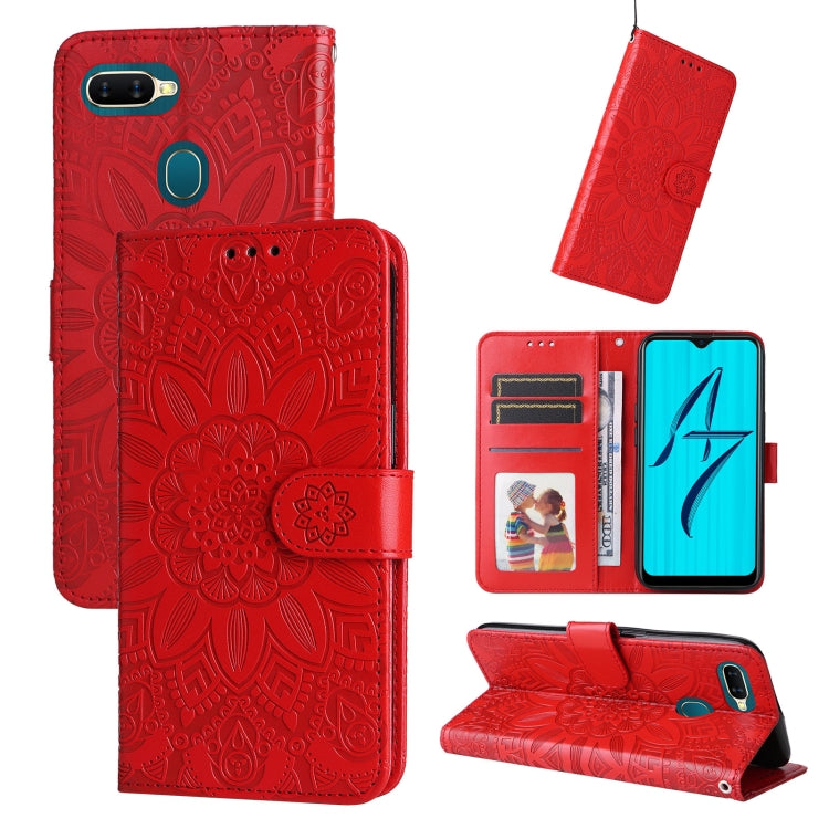Custodia in pelle goffrata con portafoglio per OPPO A7, A9, A15, A52