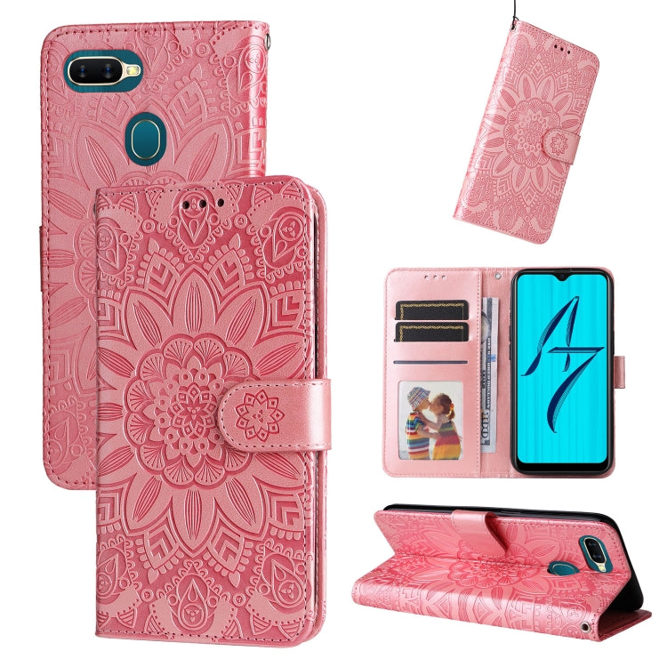 Custodia in pelle goffrata con portafoglio per OPPO A7, A9, A15, A52