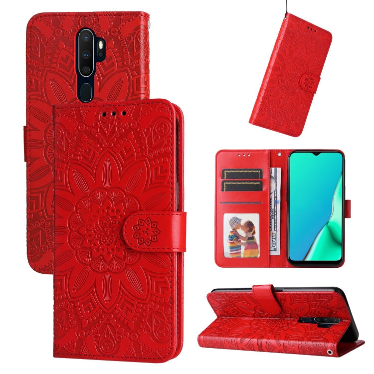 Custodia in pelle goffrata con portafoglio per OPPO A7, A9, A15, A52