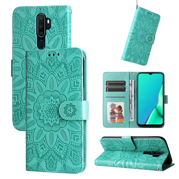 Custodia in pelle goffrata con portafoglio per OPPO A7, A9, A15, A52