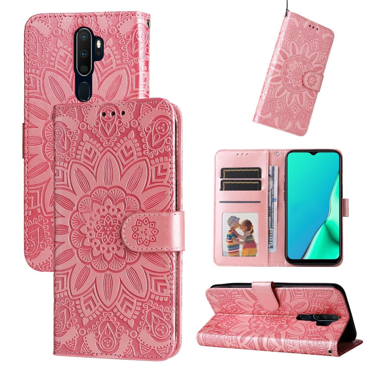 Custodia in pelle goffrata con portafoglio per OPPO A7, A9, A15, A52