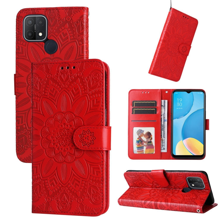 Custodia in pelle goffrata con portafoglio per OPPO A7, A9, A15, A52
