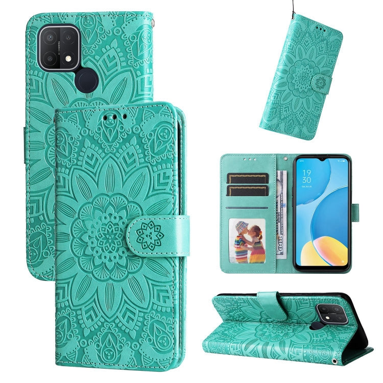 Custodia in pelle goffrata con portafoglio per OPPO A7, A9, A15, A52
