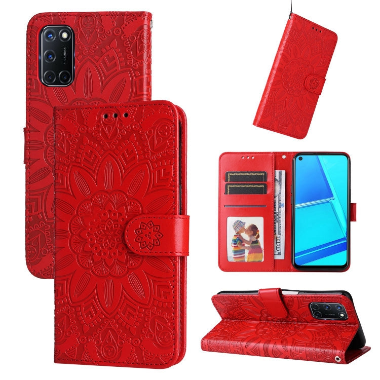 Custodia in pelle goffrata con portafoglio per OPPO A7, A9, A15, A52