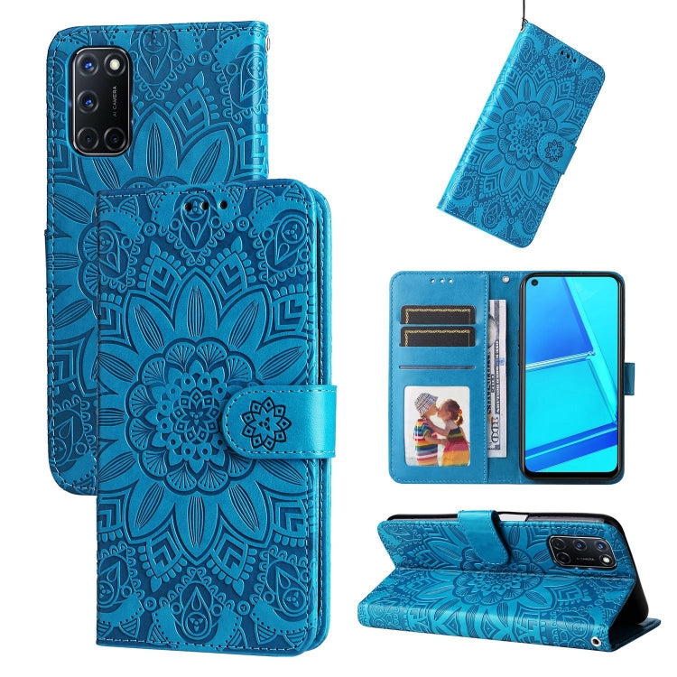 Custodia in pelle goffrata con portafoglio per OPPO A7, A9, A15, A52