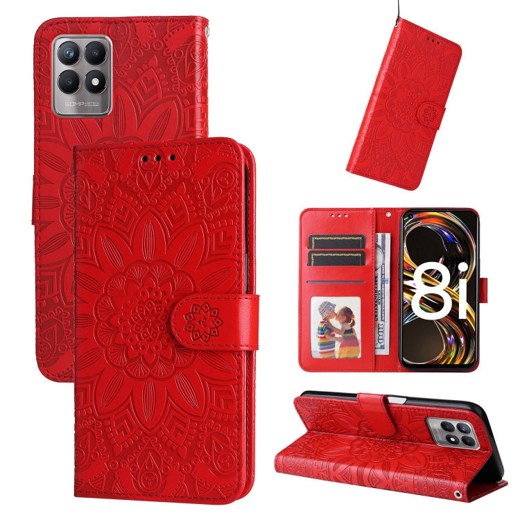 Custodia in pelle goffrata con portafoglio per OPPO Realme 8i, 9 Pro, C11, C15