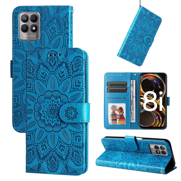 Custodia in pelle goffrata con portafoglio per OPPO Realme 8i, 9 Pro, C11, C15