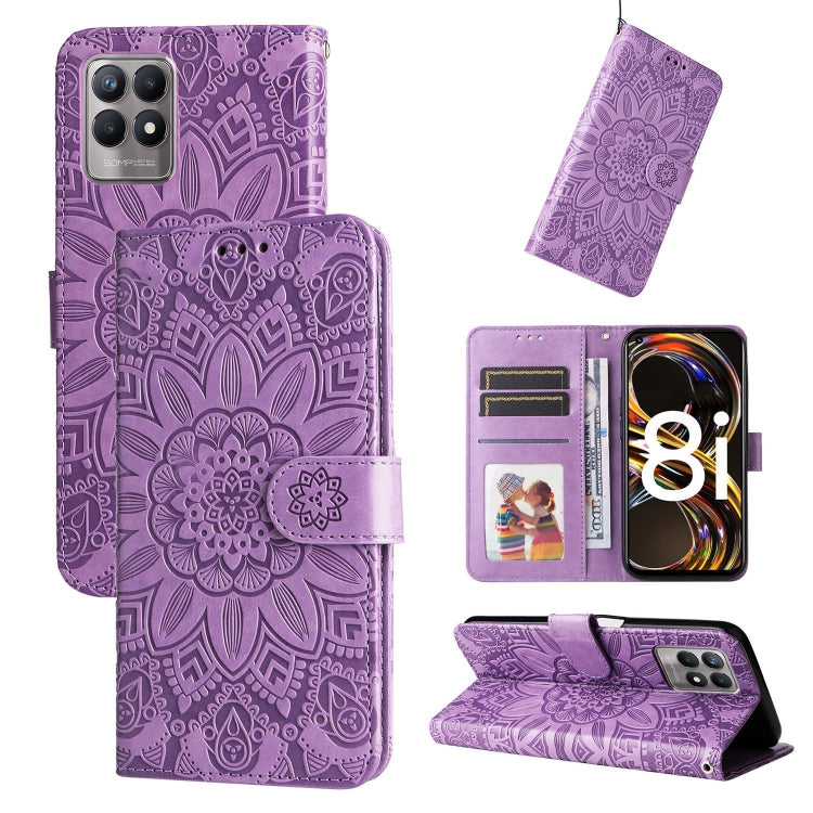 Custodia in pelle goffrata con portafoglio per OPPO Realme 8i, 9 Pro, C11, C15
