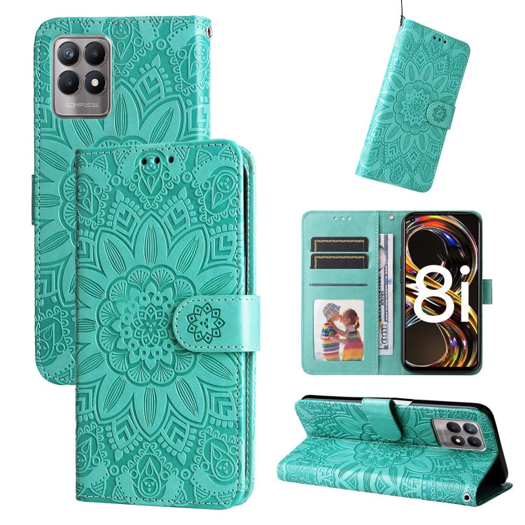 Custodia in pelle goffrata con portafoglio per OPPO Realme 8i, 9 Pro, C11, C15