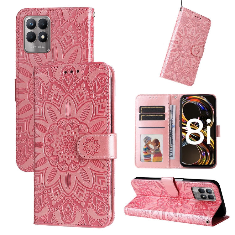 Custodia in pelle goffrata con portafoglio per OPPO Realme 8i, 9 Pro, C11, C15