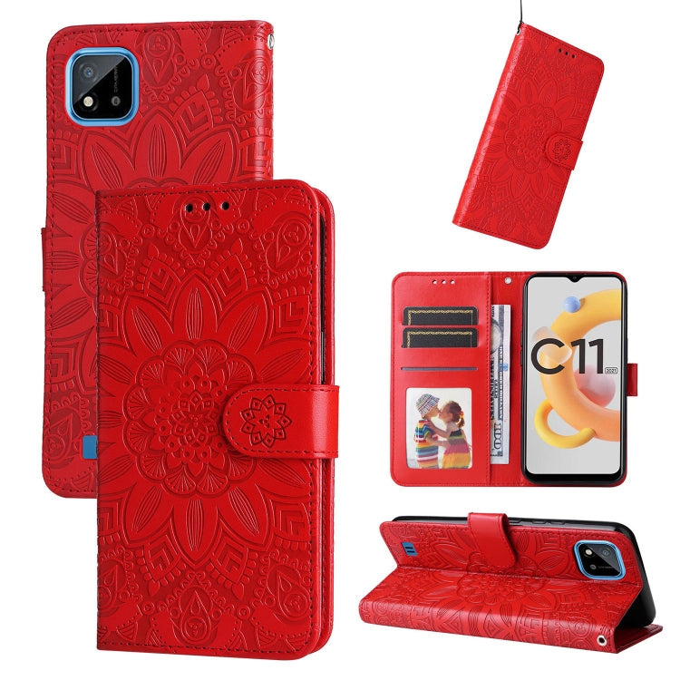 Custodia in pelle goffrata con portafoglio per OPPO Realme 8i, 9 Pro, C11, C15
