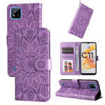 Custodia in pelle goffrata con portafoglio per OPPO Realme 8i, 9 Pro, C11, C15