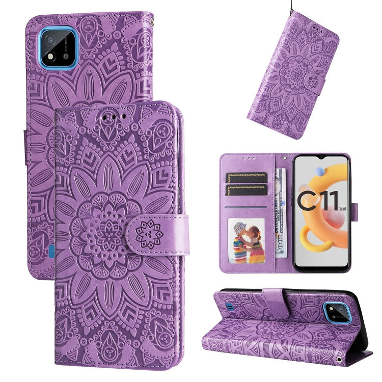 Custodia in pelle goffrata con portafoglio per OPPO Realme 8i, 9 Pro, C11, C15