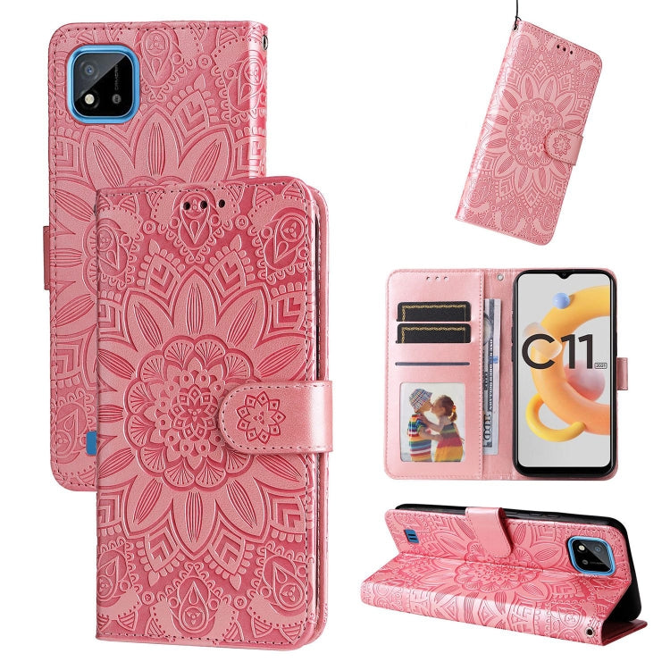 Custodia in pelle goffrata con portafoglio per OPPO Realme 8i, 9 Pro, C11, C15