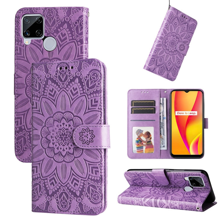 Custodia in pelle goffrata con portafoglio per OPPO Realme 8i, 9 Pro, C11, C15