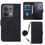 Custodia per cellulare in pelle con flip in rilievo 3D a tracolla per OPPO