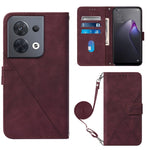 Custodia per cellulare in pelle con flip in rilievo 3D a tracolla per OPPO